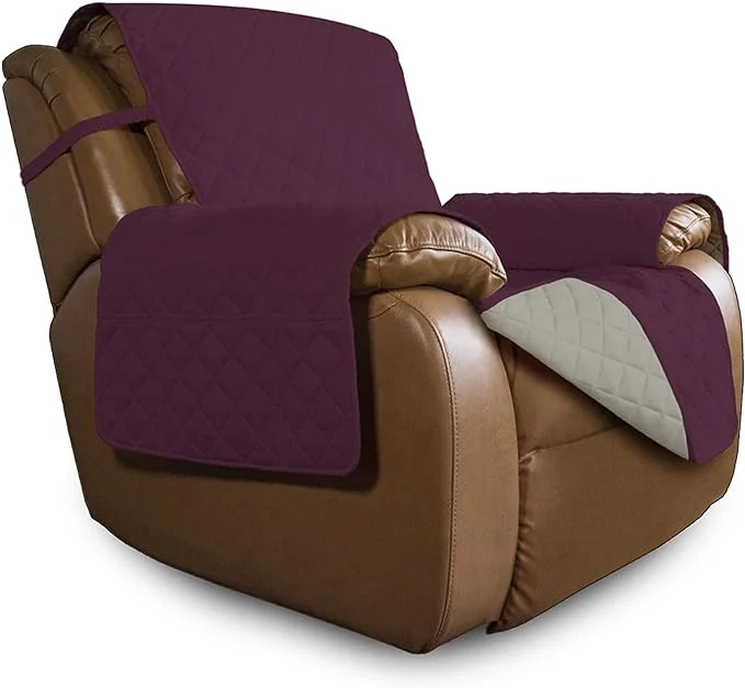 Minimalist Easy-Going Oversized Recliner Cover Reversible Couch Cover Sofa Cover for Living Room Water Resistant Furniture Protector with Elastic Straps for Pets Dog Oversized Recliner Wine Beige About ThisOverview Top-Quality