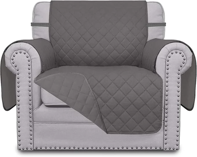Convenient Easy-Going Chair Sofa Slipcover Reversible Sofa Cover Water Resistant Couch Cover Furniture Protector Cover with Elastic Straps for Pets Kids Children Dog Cat Chair Gray Gray About ThisOverview High-End
