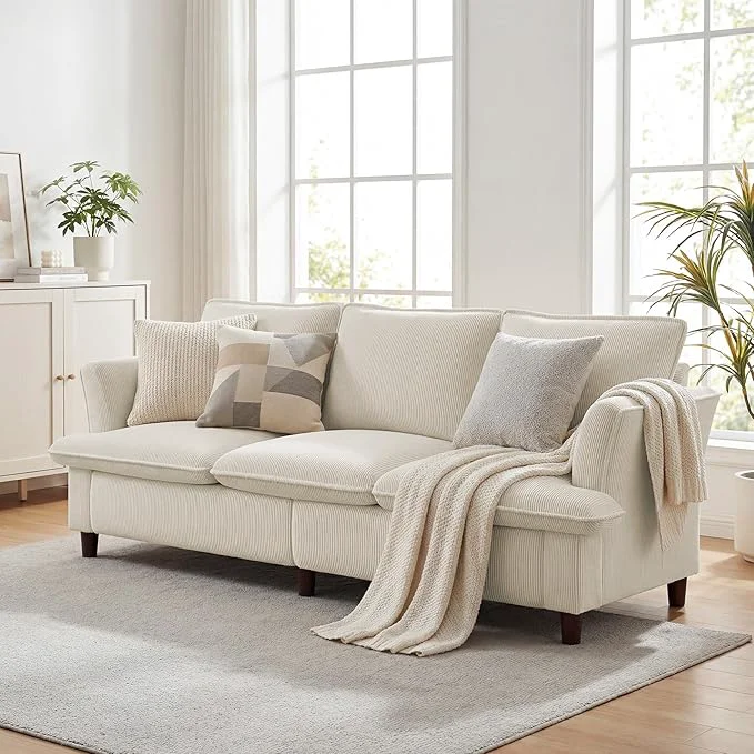 Innovative 3 Seater Corduroy Couch 89 Comfy Couch with Deep Seat Modern Sofa Couch for Living Room Office Bedroom Apartment Pillows not Included Breathable material Pet - friendly Strong supportAbout ThisOverview Minimalist