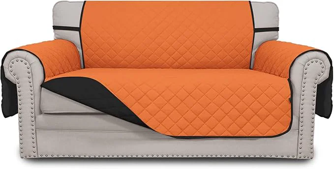 Recyclable Easy-Going Reversible Loveseat Couch Cover for 2 Cushion Couch Sofa Cover for Dogs Water Resistant Furniture Protector with Foam Sticks Elastic Straps for Pet Loveseat Orange Black About ThisOverview Original Design
