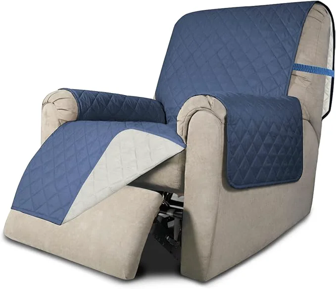 Eco-Friendly Easy-Going Recliner Chair Slipcovers Reversible Chair Sofa Cover Water Resistant Couch Cover Furniture Protector with Elastic Straps for Pets Dog Recliner 22 inch Dark Blue Ivory About ThisOverview Verified