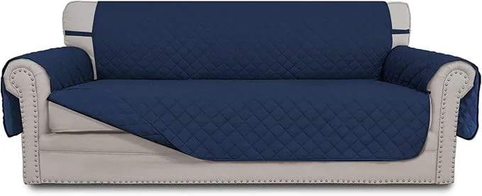 Soft Easy-Going Reversible Couch Cover for 3 Cushion Couch Sofa Cover for Dogs Water Resistant Furniture Protector Cover with Foam Sticks Elastic Straps for Pet Cat Sofa Navy Navy About ThisOverview Functional
