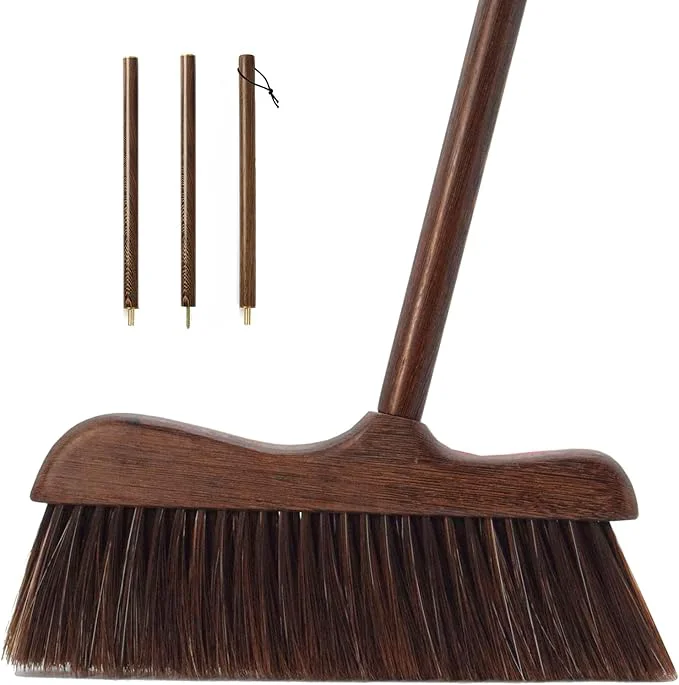 Long-Lasting Wood Broom with Long Handle Soft Bristle Sweeper Broom Indoor Hand Brooms for Home Kitchen Office Pet Hair RemovalAbout ThisOverview Effective