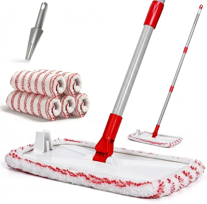 Stylish Microfiber Dust Mop for Floor Cleaning with 5 Reusable 16 9 inch Mop Pads Wet and Dry Mop Captures Pet Hair and Dust Suitable for Vinyl Wood Tile Laminate FlooringAbout ThisOverview Genuine