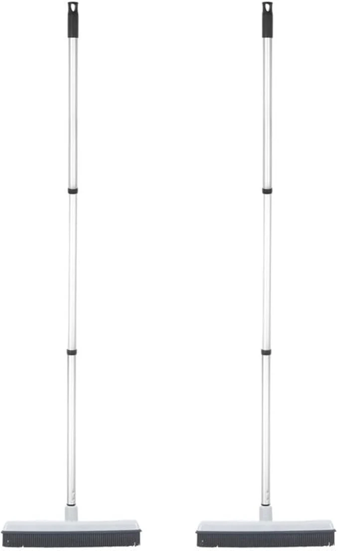 Detailed Rubber Bristle Floor Broom Salon Squeegee Rug Rake for Human Hair Pet Hair Fur Lint and Liquid with 3-Part Handle Grey 2 Pack by SuperioAbout ThisOverview Organic