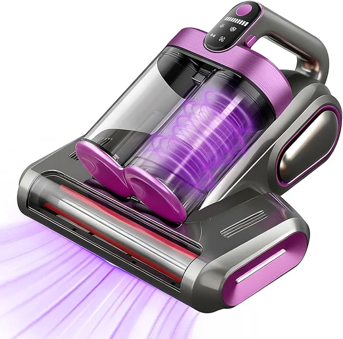Optimized Cordless Mattress Vacuum Cleaner 16Kpa Bed Vacuum with 253.7nm UV-C Light Ultrasonic Tech HEPA Filter Portable Handheld Vacuum for Bed Sofa Couch Crib Pet Hair Purple About ThisOverview Superior