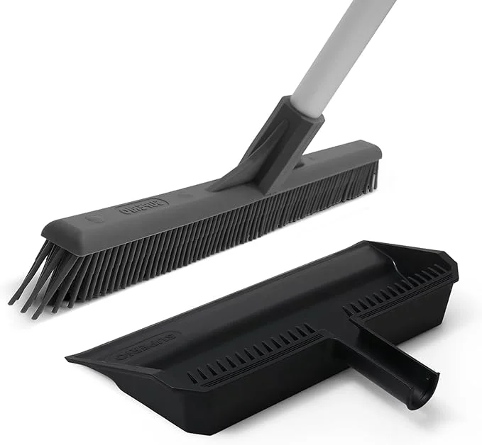 Environmentally Friendly Superio 16 Silicone Pet Hair Remover Broom 16 Dustpan with Comb Rubber Lip Clip - Carpet Rake Floor Cleaning Set for Carpet Hardwood Tile - Removes Fur Dust DebrisAbout ThisOverview Durable