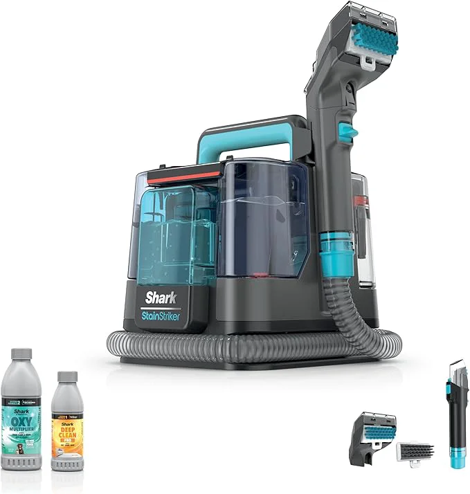 Fashionable Shark StainStriker Portable Carpet Upholstery Cleaner w on board self cleaning - Spot Stain Odor Eliminator Includes 2 Cleaning Tools 2 Cleaning Solutions Charcoal PX221BRNAbout ThisOverview Minimalist