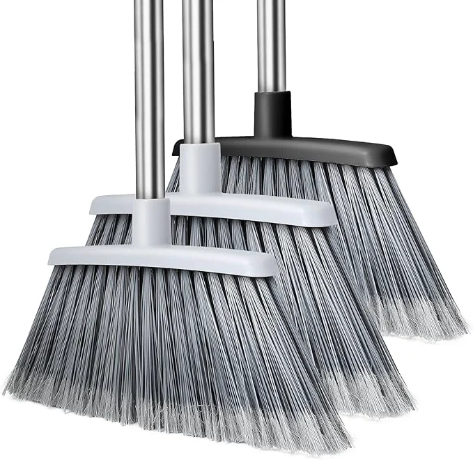 Prestigious Broom Outdoor Brooms for Sweeping Indoor Adjustable 55 Pet Hair Removal Heavy Duty Broom for Floors Home Kitchen Garage Commercial Patio Industrial Snow Grey 2 Pack and Black 1 Pack About This Green