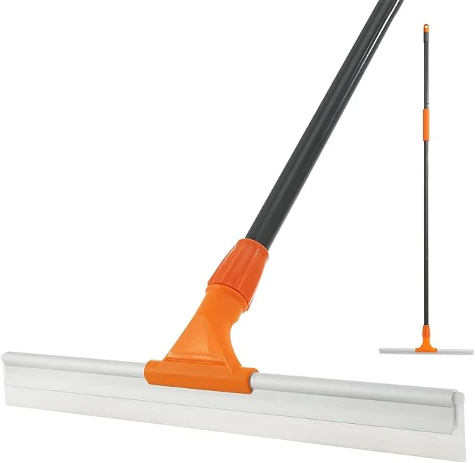 Superior Silicone Floor Squeegee for Shower Glass Floor and Garage - Heavy-Duty Pet Hair Remover Bathroom Tile Cleaner Window Wiper - Flexible No Streaks Compact StorageAbout ThisOverview Fine Crafted