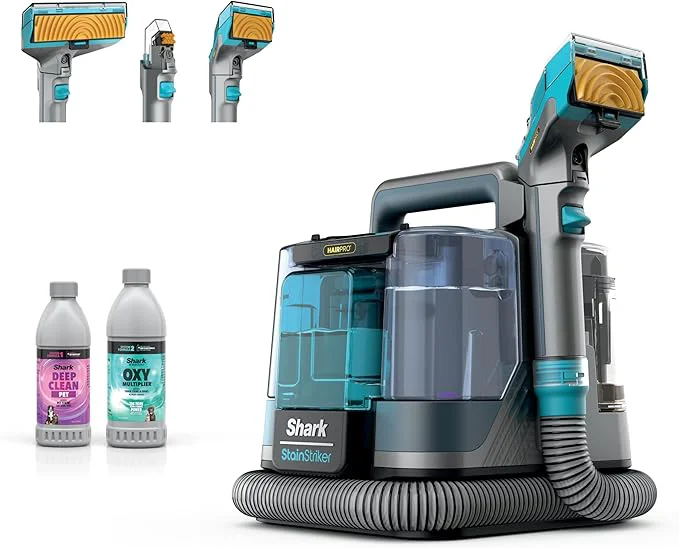 Soft Shark StainStriker HairPro Portable Carpet Upholstery Area Rug Cleaner Stain Hair Odor Remover 3 Tools dual activated Solution Teal PX253BRNAbout ThisOverview Minimalist