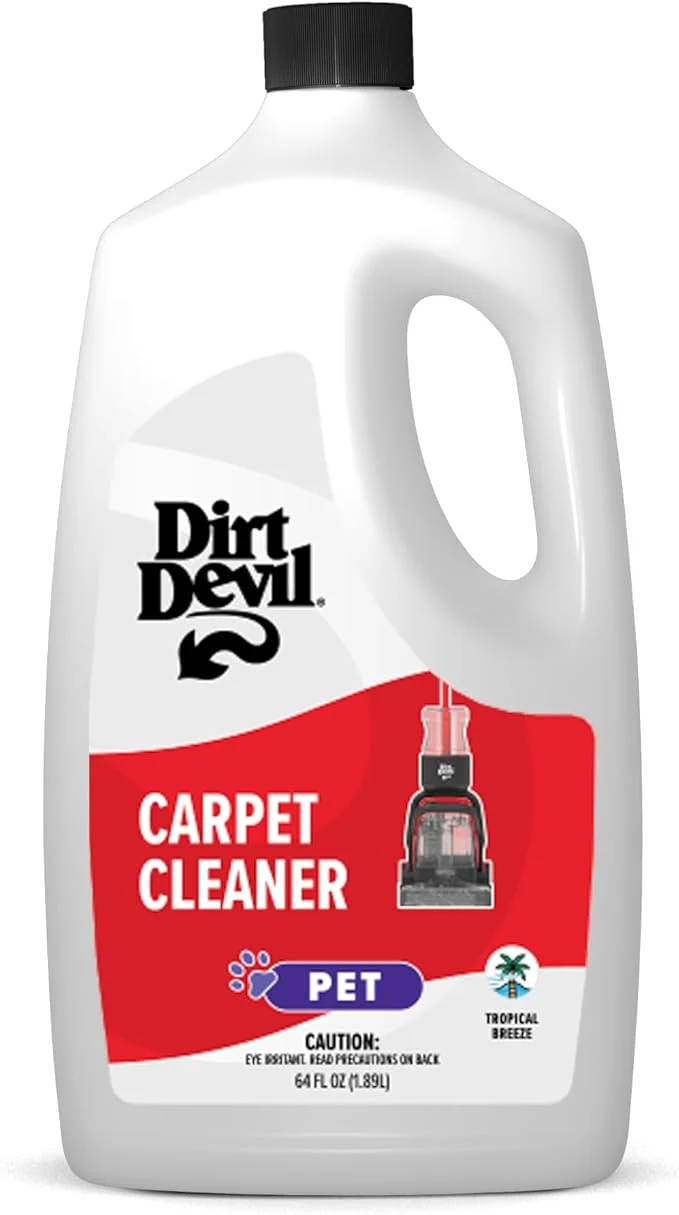 Solid Dirt Devil Pet Carpet Cleaner Solution 64 oz. Tropical Breeze Scent Carpet Shampoo Solution Eliminates Pet Stains and Odors Pair with Dirt Devil Full Size Carpet Cleaner Machines World-Class