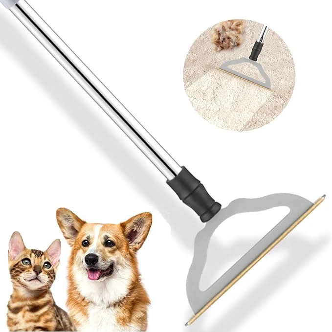 Lightweight Pet Hair Remover for Carpets Adjustable Long Handle Carpet Rake for Dog Cat Hair Removal Powerful Carpet Hair Removal Broom Reusable Large Fur Scraper ToolAbout This Enhanced