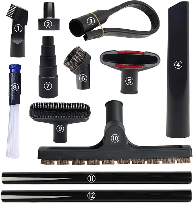 Breathable 12 Pcs Universal Vacuum Attachments for Shop Vac Accessories 1 1 4 to 2 1 2 Vacuum Cleaning Tools Kit Dirt Remover for Home Air Vents Corner Pets Drawer Car Dusty Vacuum Brush AttachmentAbout ThisOverview Carefully Designed