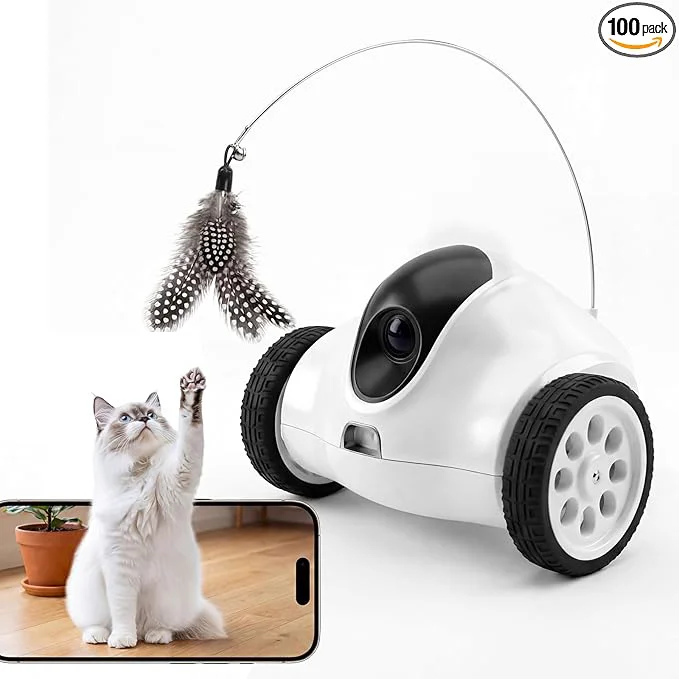 Sustainable Pet Compainon Robot on Wheels 720P HD Camera Indoor Movable Security Camera with 2-Way Talk Bot with Night Vision Distance Bot App Control for Cats Dogs Baby ElderlyAbout ThisOverview Modern
