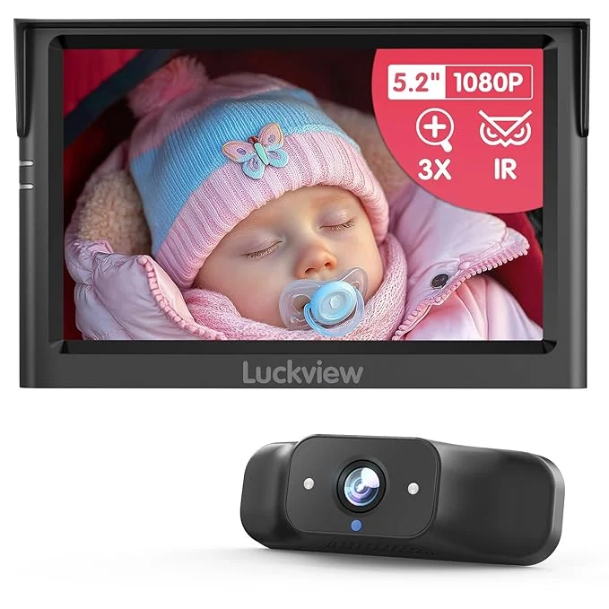 Pure BM1 Baby Car Camera for Back Seat Pet Monitoring 5'' 1080P Monitor with IR Night Vision 3X Zoom Crystal Clear View Easy 5-Min Wired Installation for Peace of Mind Functional