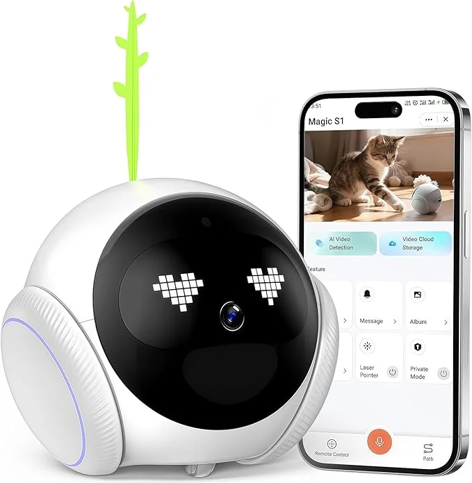 Secure RPZ Pet Camera Indoor Dog Camera Movable Home Security Robot with Phone App 2 K Cat Puppy Mini Robot Long Distance on Wheels Safety Alerts Pet Auto Tracking 2-Way SpeakerAbout ThisOverview Sustainable
