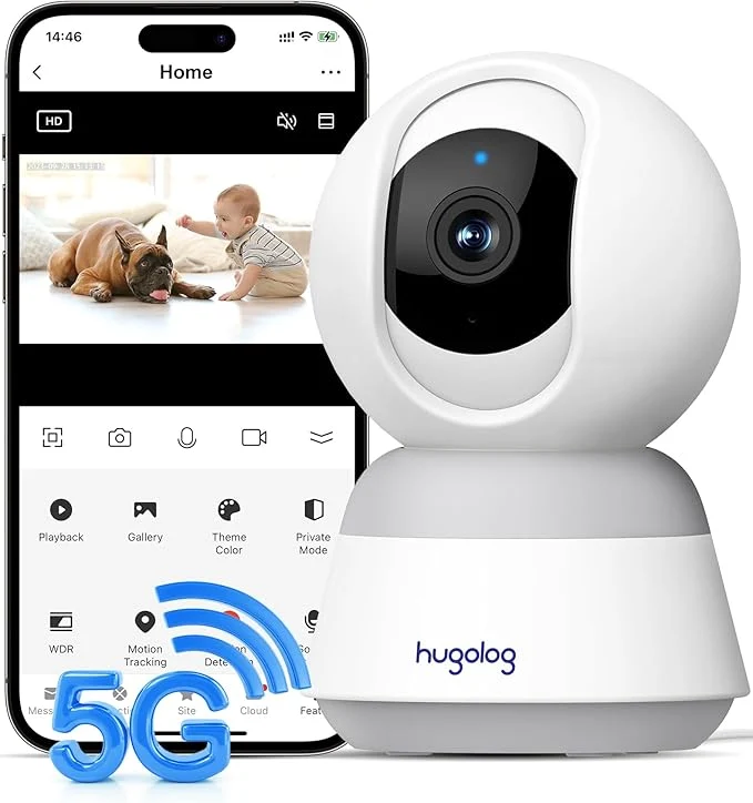Trusted Hugolog 3K 5MP Indoor Pan Tilt Security Camera with Auto-Focus 2.4 GHZ Original Design