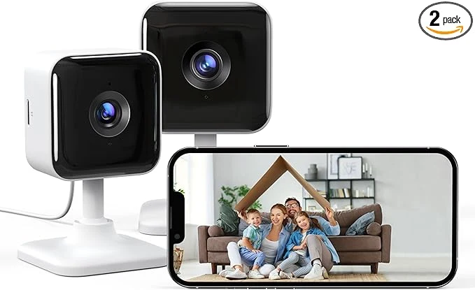 Original GNCC 2K Indoor Security Camera 2 Packs Cameras for Home Security Wi-Fi Cameras Motion Sound Detection Night Vision 2-Way Audio -Time Alert Cloud SD Card Storage 2.4G WiFi OnlyAbout ThisOverview Breathable