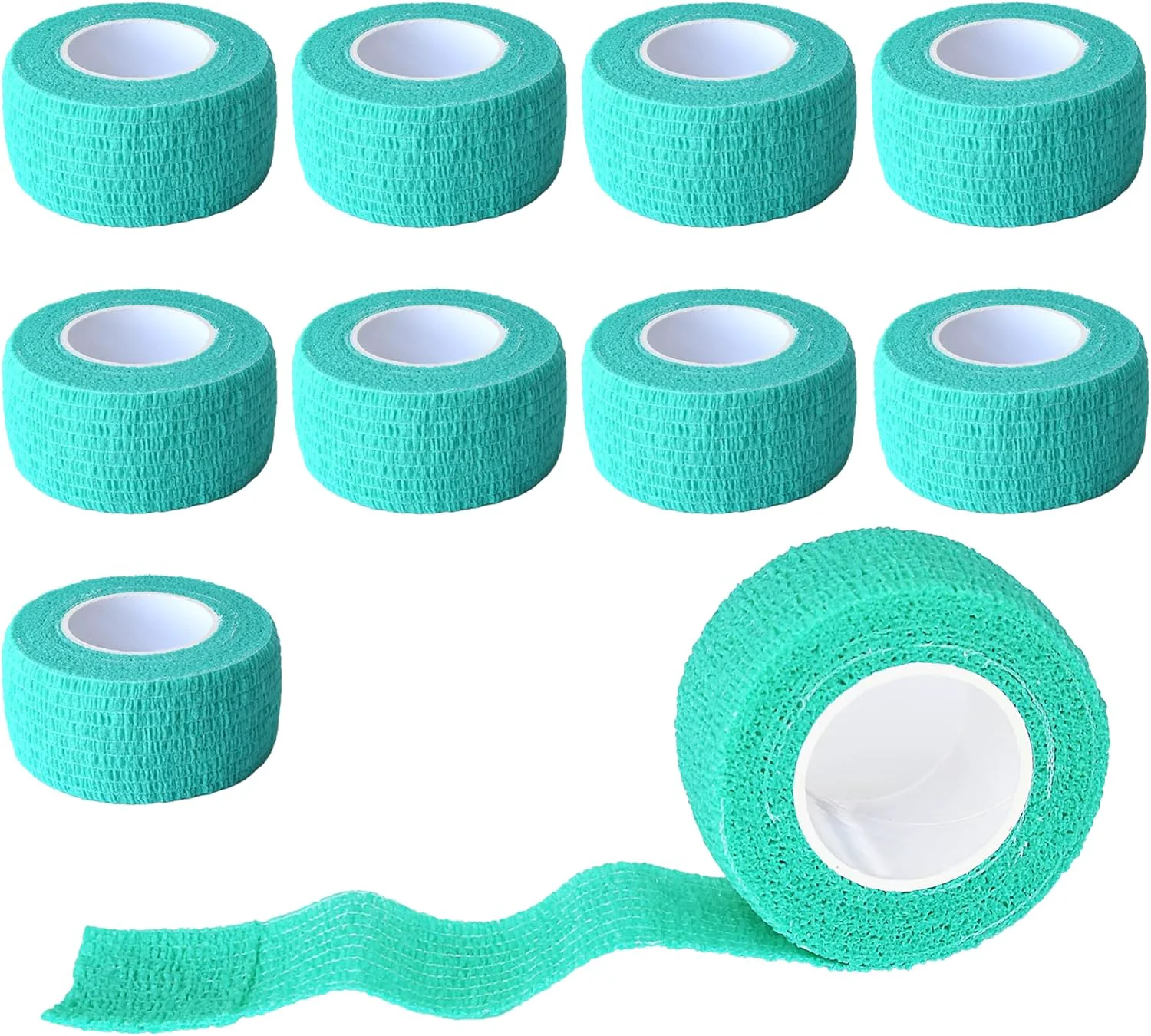 Professional 9 Pack 1 x 5 Yards Self Adhesive Bandage Wrap Self Stick Wrap for Ankle Wrist Finger Sports Breathable Cohesive Vet Tape for Pets Middle Green First-Class