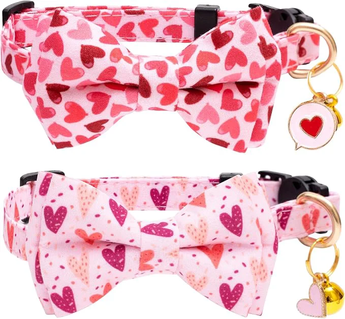 First-Class Faygarsle 2 Pack Valentine's Day Cat Collar Cute Loving Heart Printed Collar Modern