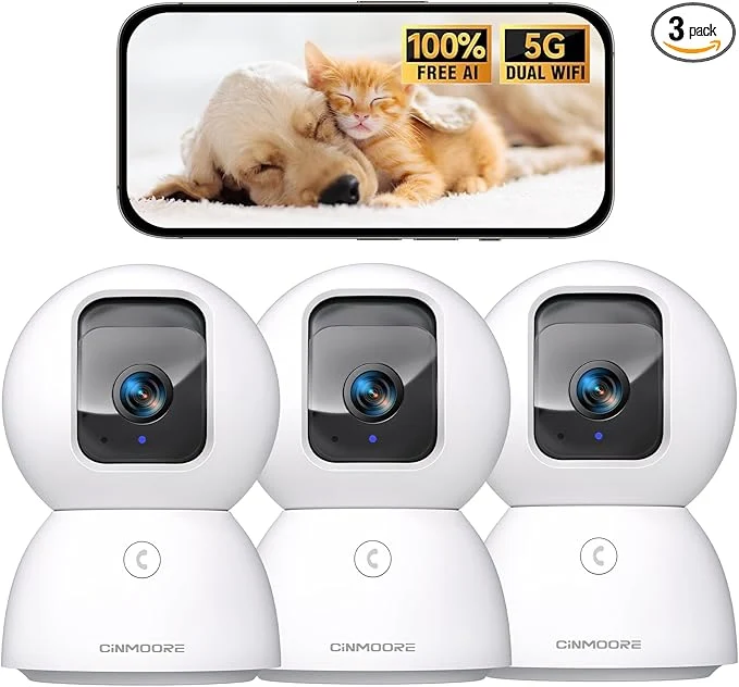 Authentic 5G Security Camera Indoor 3-Pack No-Monthly-Fee AI Tracking Facial Recognition 3K Pet Dog Camera with Speaker Phone App PTZ WiFi Baby Monitor Cameras for Home Security 0-Glow Night VisionAbout ThisOverview Exclusive