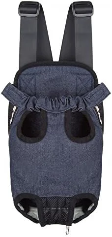 Contemporary Pet Dog Puppy Cat Carrier Five Holes Backpack Double Shoulder Straps Denim Outstanding