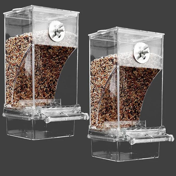 Carefully Designed No Mess Bird Feeder for Cage Automatic No-Spill Transparent Parrot Feeder Practical