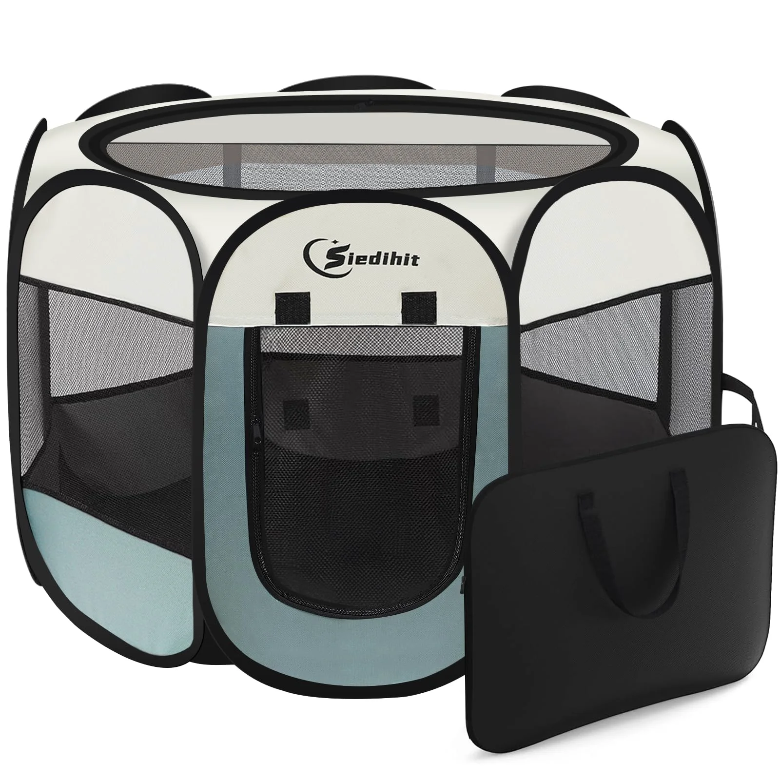 Recyclable Siedihit Large Dog Cat Playpen – Portable Indoor Outdoor Pop Up Enclosure Grey Optimized