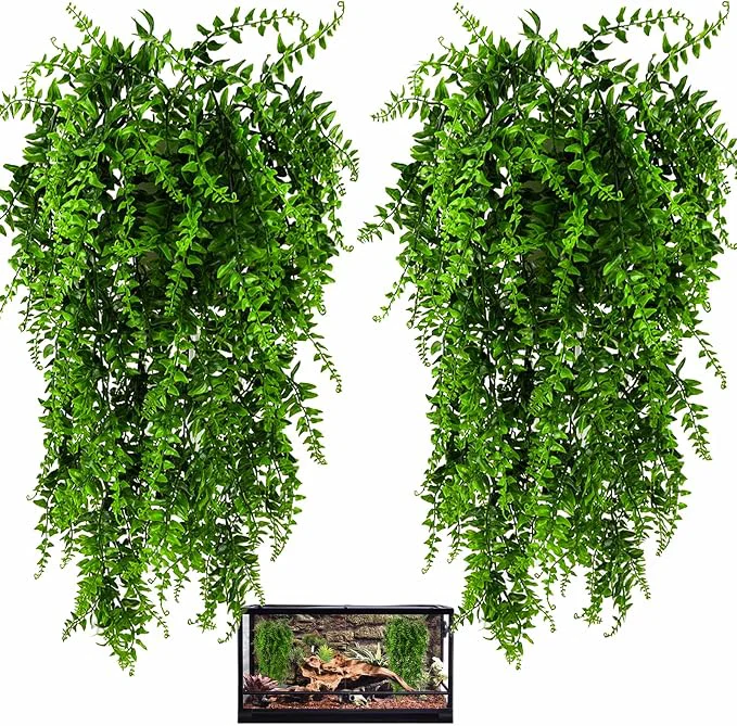 Selected HERCOCCI 2 Pack Reptile Plants Terrarium Hanging Plants Vines Artificial Secure