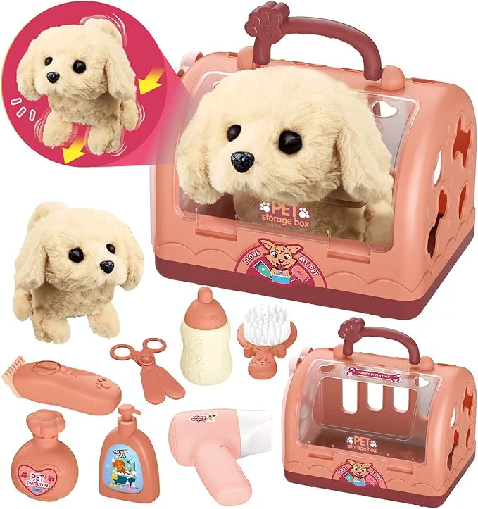 Classic TEUVO Pet Care Play Set Robot Dog Toys for Kids 12Pcs Puppy Dog Toy Pet Walk Grooming Vet Toys Set with Interactive Electric Dog Plush Cage Pretend Play Gifts for Girls Toddlers 3 4 5 6 7 8 Year OldAbout This Selected