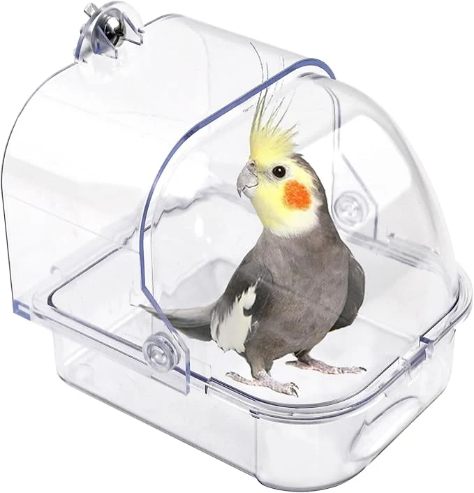 Prestigious Bird Bath for Cage Transparent Bird Bathtub Hanging Portable Shower Pool Optimized