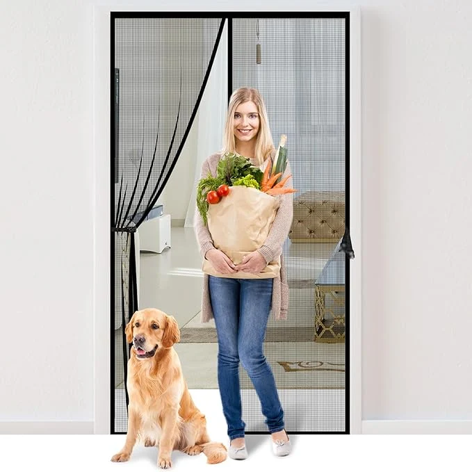 Fast Fiberglass Magnetic Screen Door Fit Door Size 32 x 78 in- Heavy Duty Fiberglass Eco-Friendly