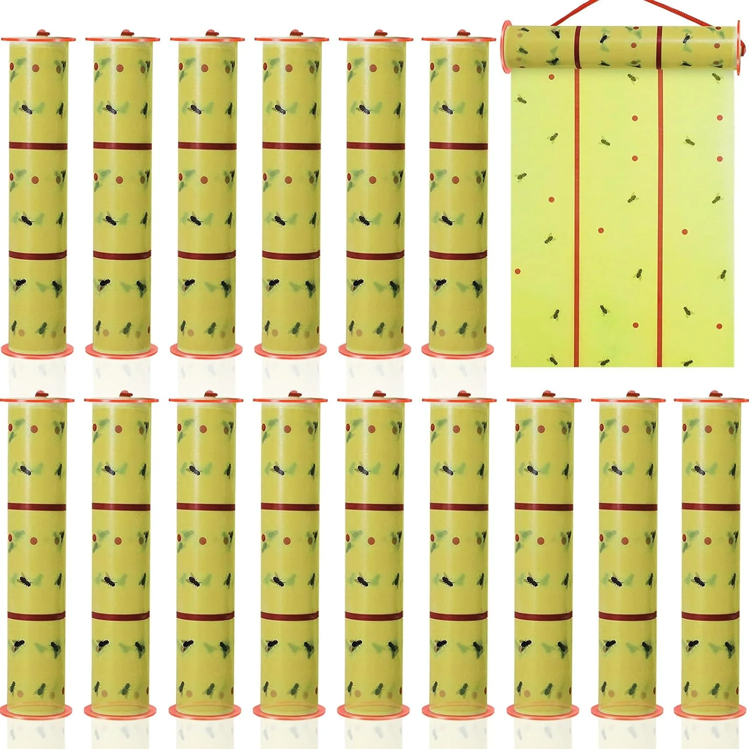Soft Qualirey Giant Sticky Fly Traps 30 Feet Fly Strips for Indoor Outdoor Hanging Flying Tapes Non Toxic Ribbon Fruit Gnat Killer for Mosquito Plants House Horse Stable Fluorescent Green 15 Pcs Comfortable