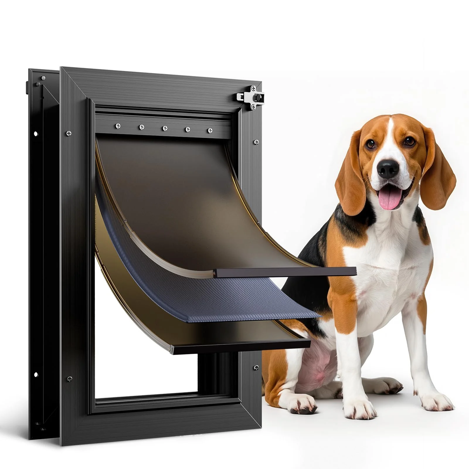 Artisan PETCOMING All-Aluminum Dog Door with 3 Flaps – Heavy-Duty Pet Door for Dogs Cats up to 45 lb Refined