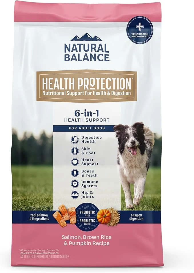 Luxury Natural Balance Health Protection Dry Dog Food – Whole Body Health Easy on Digestion Dog Food Made with Salmon Brown Rice Pumpkin for Dogs - 4lbs.About This Consistent