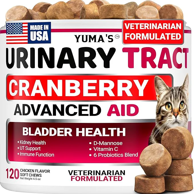 Green Cat Urinary Tract Health - Cranberry Supplement for Cats - Promotes Healthy Digestion Normal Bladder Function - Probiotics - Vitamins and Food Supplements - Immune Multivitamin Support ChewsAbout ThisOverview Expertly Made