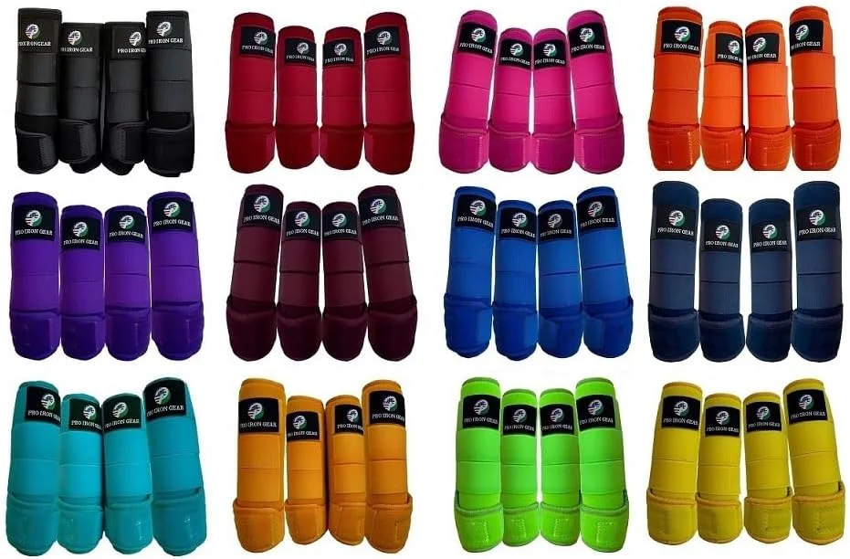Exclusive Horse Medicine Brushing Boots Leg Wraps Protection Gear Set of 2 and Set of 4 in 14 Colors Powerful