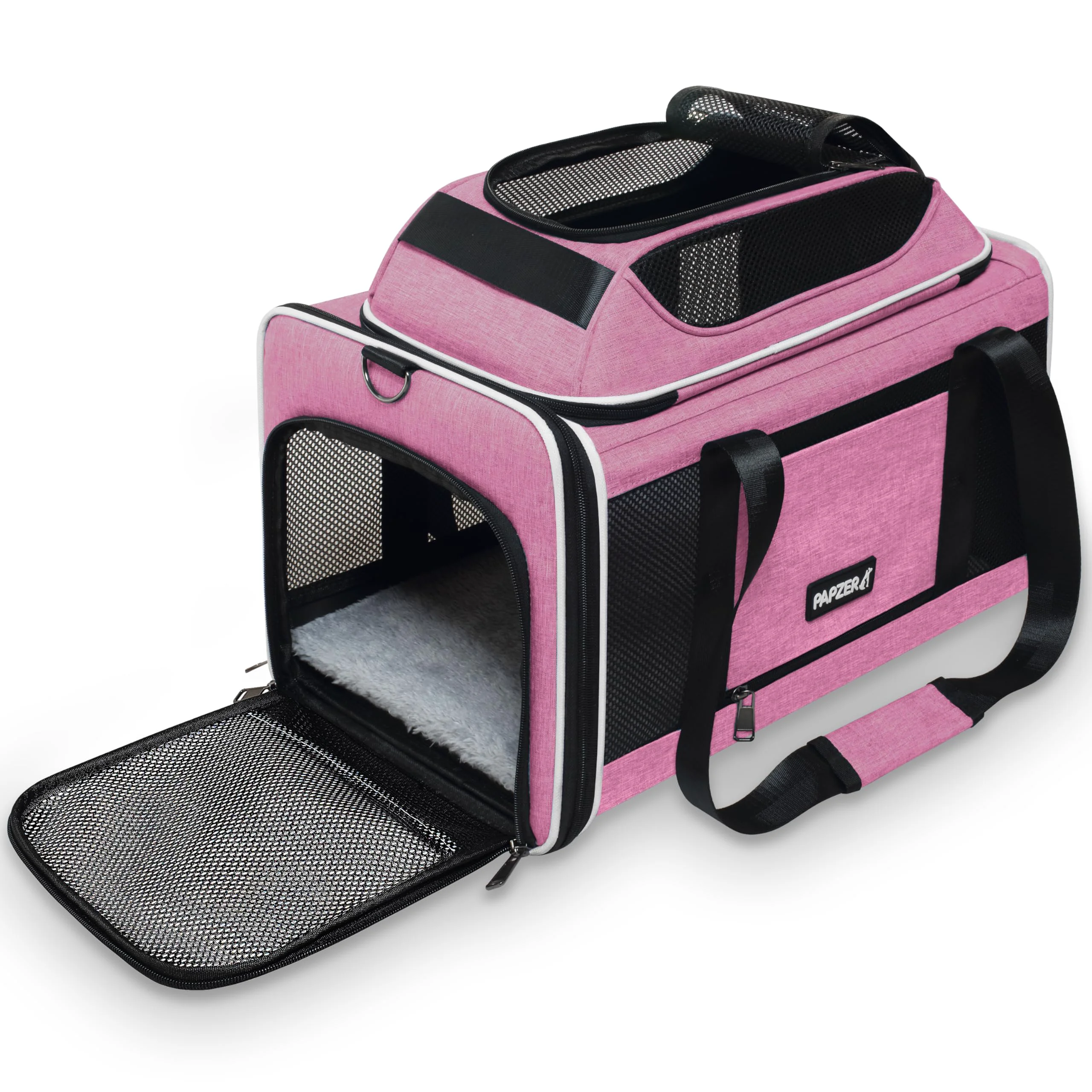 Authentic PAPZER Top-Expandable Cat Carrier - Under-Seat Airline- Pink Pure