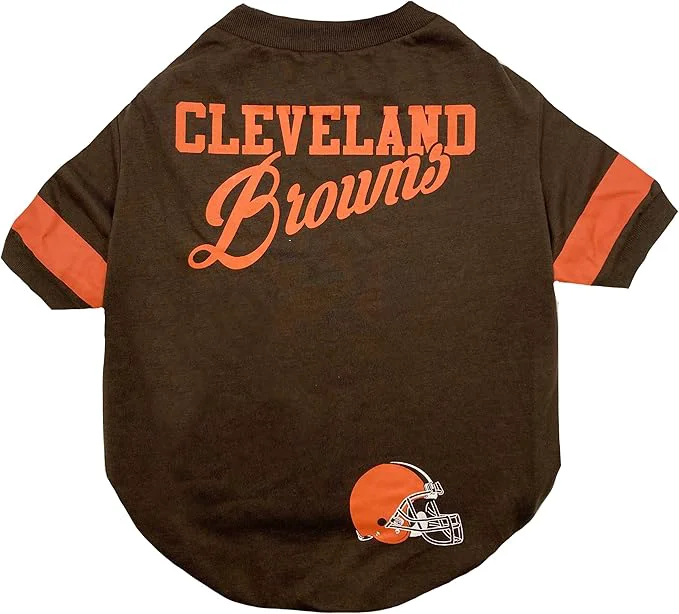 Expertly Made Pets First NFL Cleveland Browns Dog Cat T-Shirt Large. Football PET TEE Outfit with New Updated Fashionable Stripe Design Durable Cute CLE-4146-LG About ThisOverview Refined