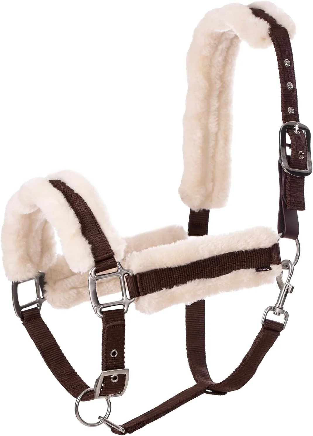 Crafted Equinavia Valkyrie Soft Ultra Fleece Padded Adjustable Breakaway Horse Halter - Brown Ivory White - Horse Authentic