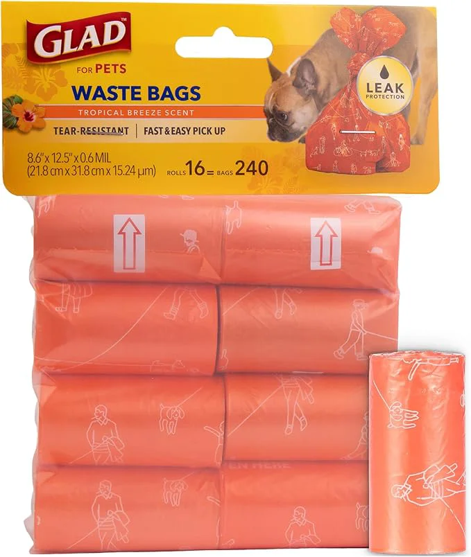 Versatile Glad for Pets Large Dog Waste Bags Tear-Resistant 16 Rolls Heavy Duty Dog Selected