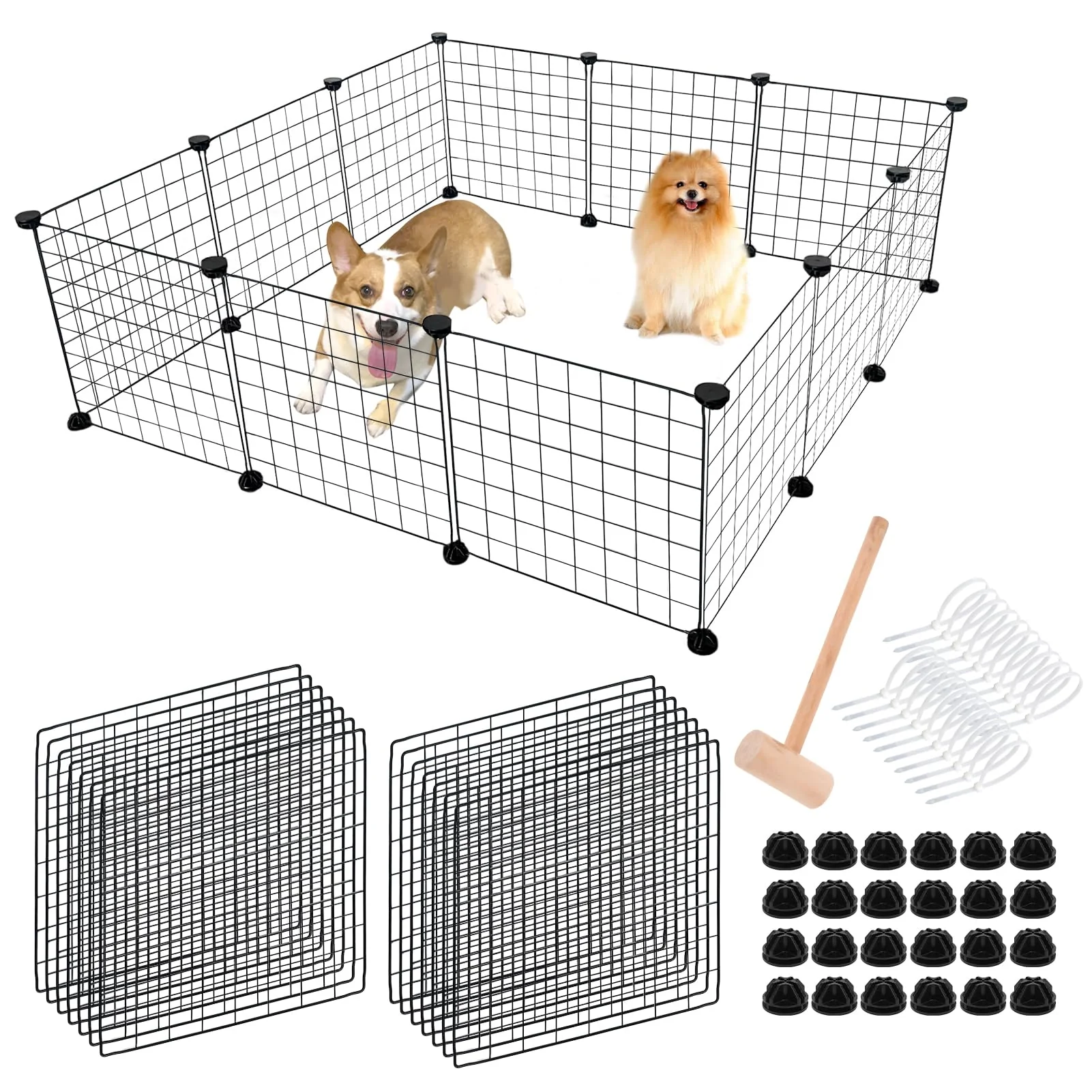 Dependable Wensdr Dog Playpen 12 Panels – 43.7x43.7x13.8 in Adjustable Indoor Outdoor Fence Effective