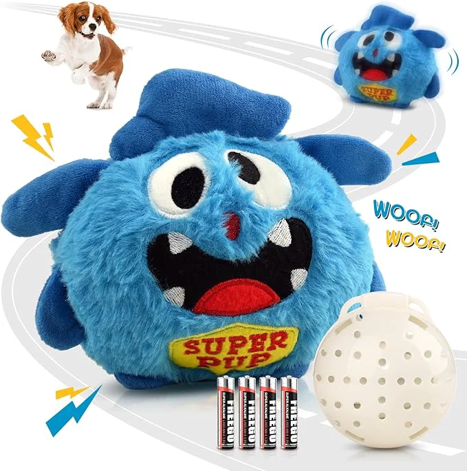 Soft Petbobi Interactive Dog Toys for Boredom - Moving Dog Toy for Stimulating Play Pet Plush Squeaky Ball for Small Medium Breeds with 4 Batteries BlueAbout This Original