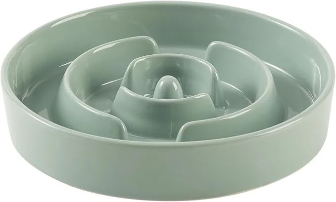Exceptional Ceramic 1.6 Cup Slow Feeder Dog Bowl for Medium and Large Breed 8.2inch Puzzle Dog Food Dish Anti-Gulping Stop Bloat Preventing Choking Single Bowl-Light Green About ThisOverview User-Friendly