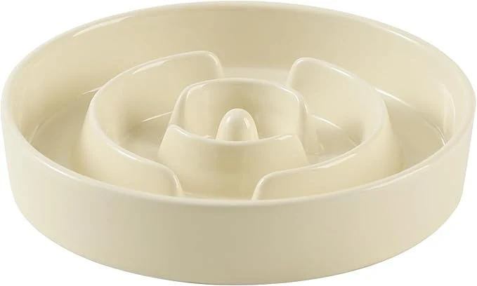 Eco-Friendly Ceramic 1.6 Cup Slow Feeder Dog Bowl for Medium and Large Breed 8.2inch Puzzle Dog Food Dish Anti-Gulping Stop Bloat Preventing Choking Single Bowl-Light Yellow About ThisOverview Quality