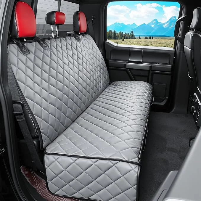 High-Grade Dog Truck Seat Cover for Back Seat Waterproof Back Seat Cover for Truck Heavy-Duty Scratchproof Pu Leather Bench Seat Covers for Trucks Ford F-Series Chevrolet Silverado Ram Jeeps Grey X-Large About ThisOverview Original