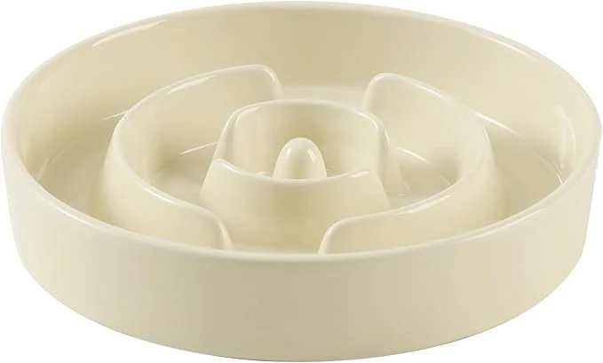 Exceptional Ceramic 3.2 Cup Slow Feeder Dog Bowl for Large Dog 9.5inch Puzzle Food Dish Anti-Gulping Stop Bloat Preventing Choking Single Bowl-Light Yellow About ThisOverview Smooth
