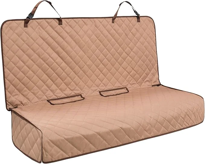 Premium Material Bench Car Seat Cover Protector - Waterproof Heavy-Duty and Nonslip Pet Car Seat Cover for Dogs with Universal Size Fits for Vehicles Trucks SU TAN About ThisOverview Clean