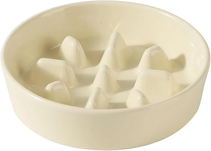 Professional Ceramic 0.9 Cup Dog Bowl Slow Feeder 6.1inch Slow Pet Food Dish for Small Dog and Cat Stop Bloat Preventing Choking Single Bowl Light Yellow About ThisOverview Smart